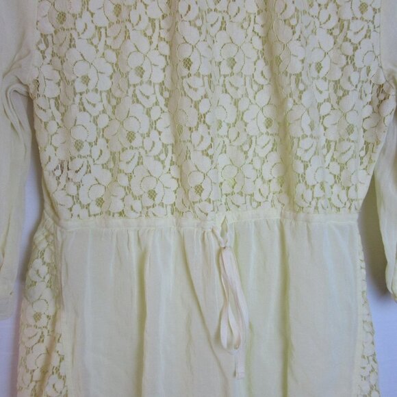 Free People Yellow Lace Tunic Button Front Sheer Blouse Women's 10 - Picture 10 of 10